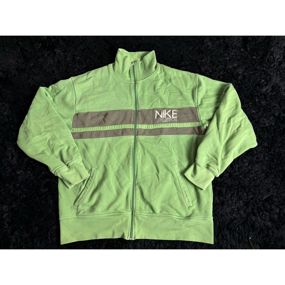 Nike Athletics Vintage Gray Tag Sweatshirt Zip Up Size Men's XL Green